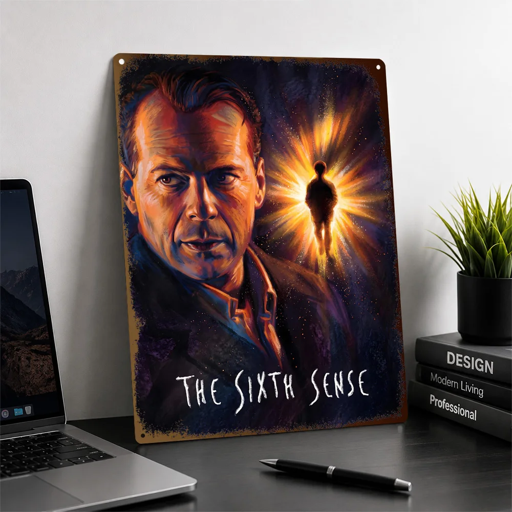 The Sixth Sense Bruce Willis Portrait Aluminum Poster Personalized Metal Sign Cult Terror Design Wall Art For Media Room Decor