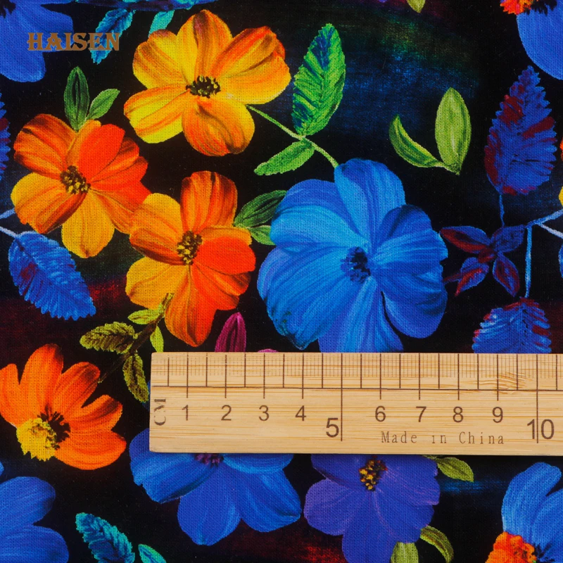 New Gorgeous Floral Print Cotton Fabric Plain Cloth For Handmade DIY Quilting&Sewing Crafts,Cushion,Clothes,Bag,Textile Material