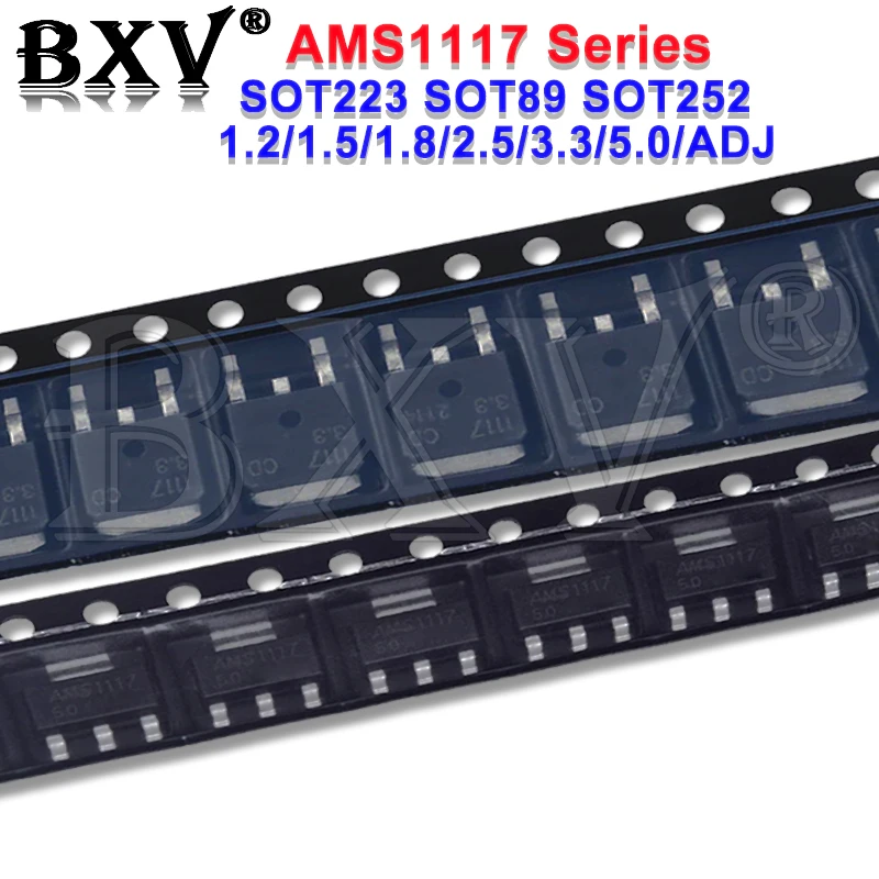 10PCS AMS1117 AMS1117-1.2V AMS1117-1.5V AMS1117-1.8V AMS1117-2.5V AMS1117-3.3V AMS1117-5.0V AMS1117-ADJ SOT223 SOT89 TO252 BXV