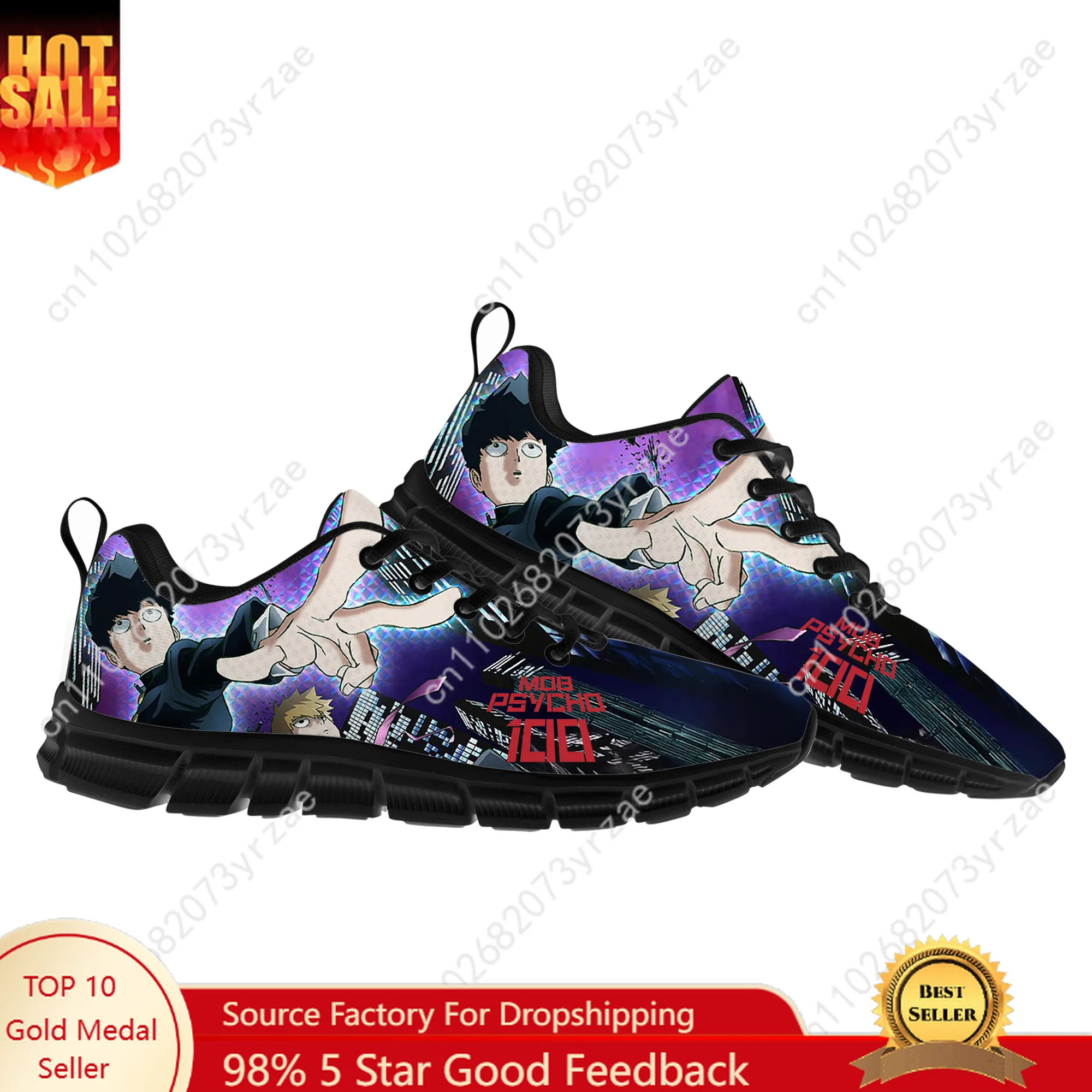 

Mob Psycho 100 Lace Mesh Shoes Flat Sneaker Men Women Sports Shoe High Quality Personalized Fashion Sneakers Custom Footwe