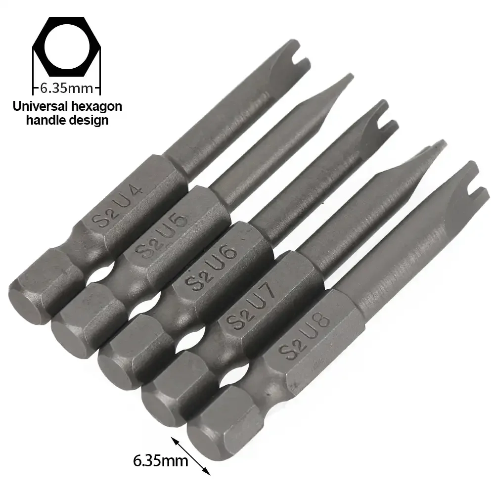 5 шт., U-образные биты для отверток, 1/4 дюйма, стандартный набор отверток, сталь S2, длина 50 мм, U4, U5, U6, U7, U8 для ручных инструментов