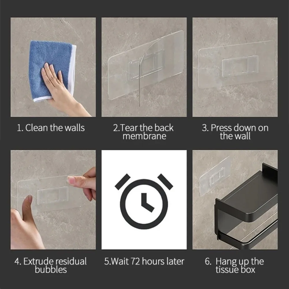Plastic Toilet Paper Holder Wall Mounted With Shelf Tissue Holder No Drilling Toilet Paper Storage Box Bathroom Use
