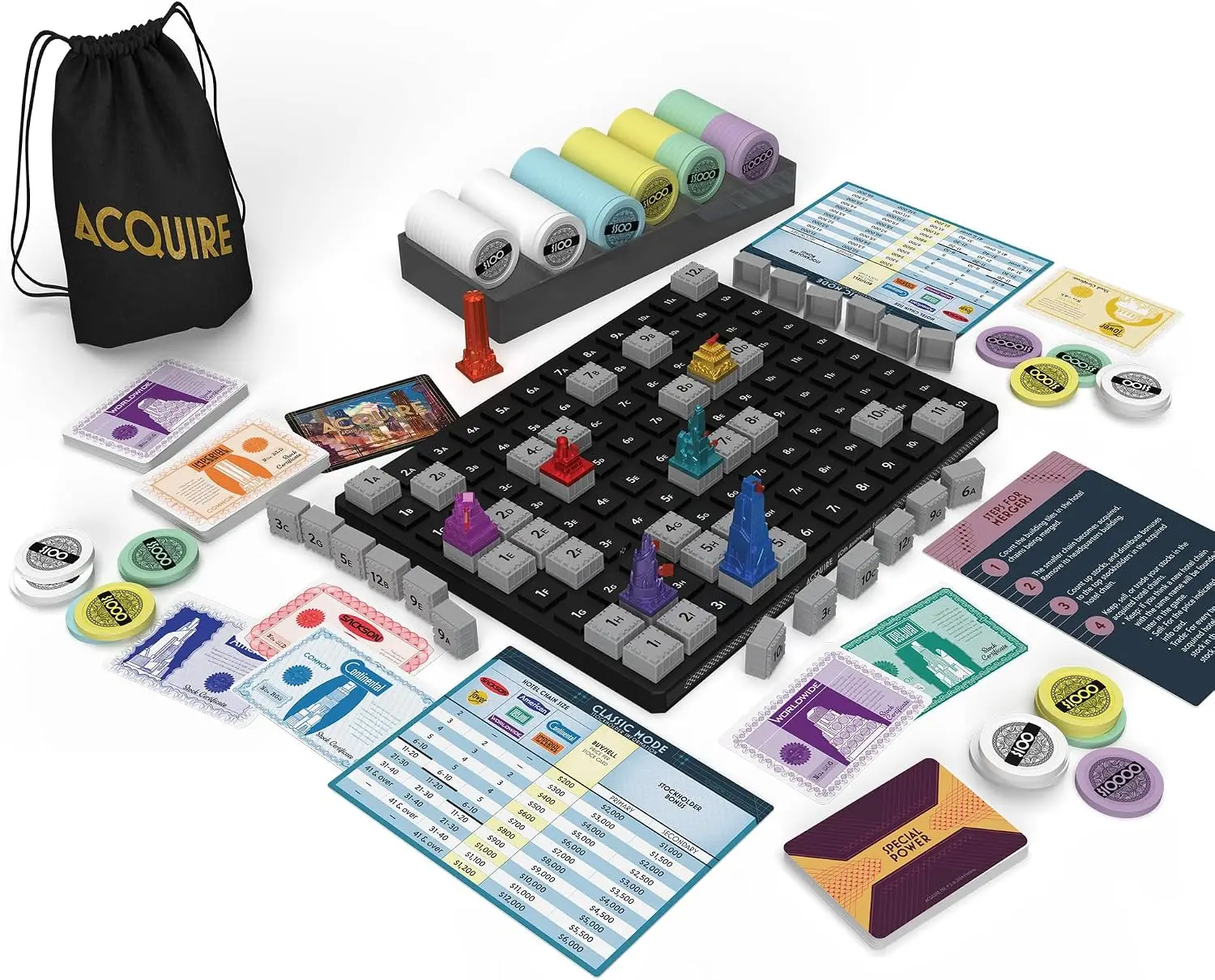 Acquire 60th Anniversary Board Game - Strategy for Ages 12+, 2-6 Players, 90 Min