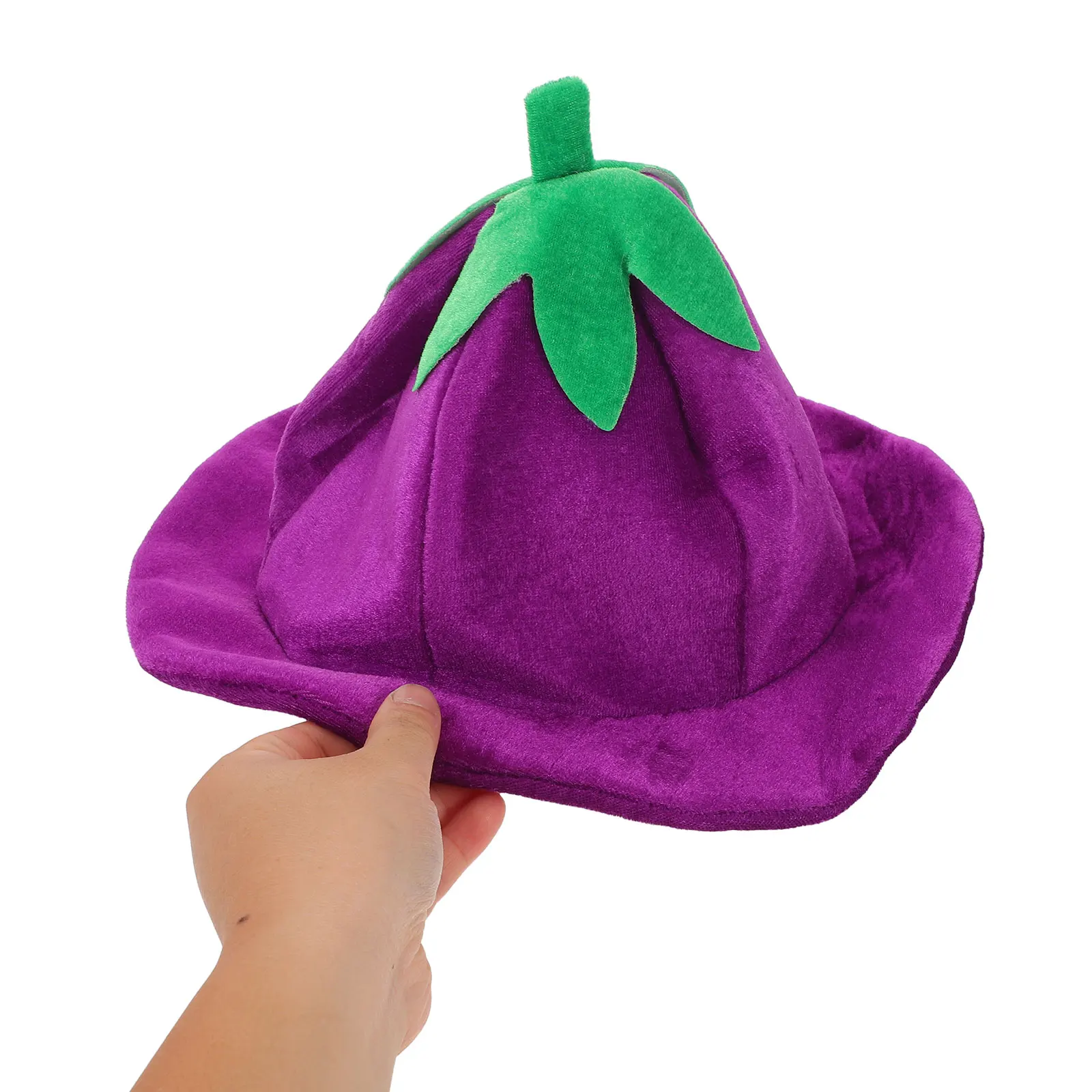 

Funny Party Headdress Eggplant Prop Halloween Headband Golden Velvet Hat Adult Humor Caps