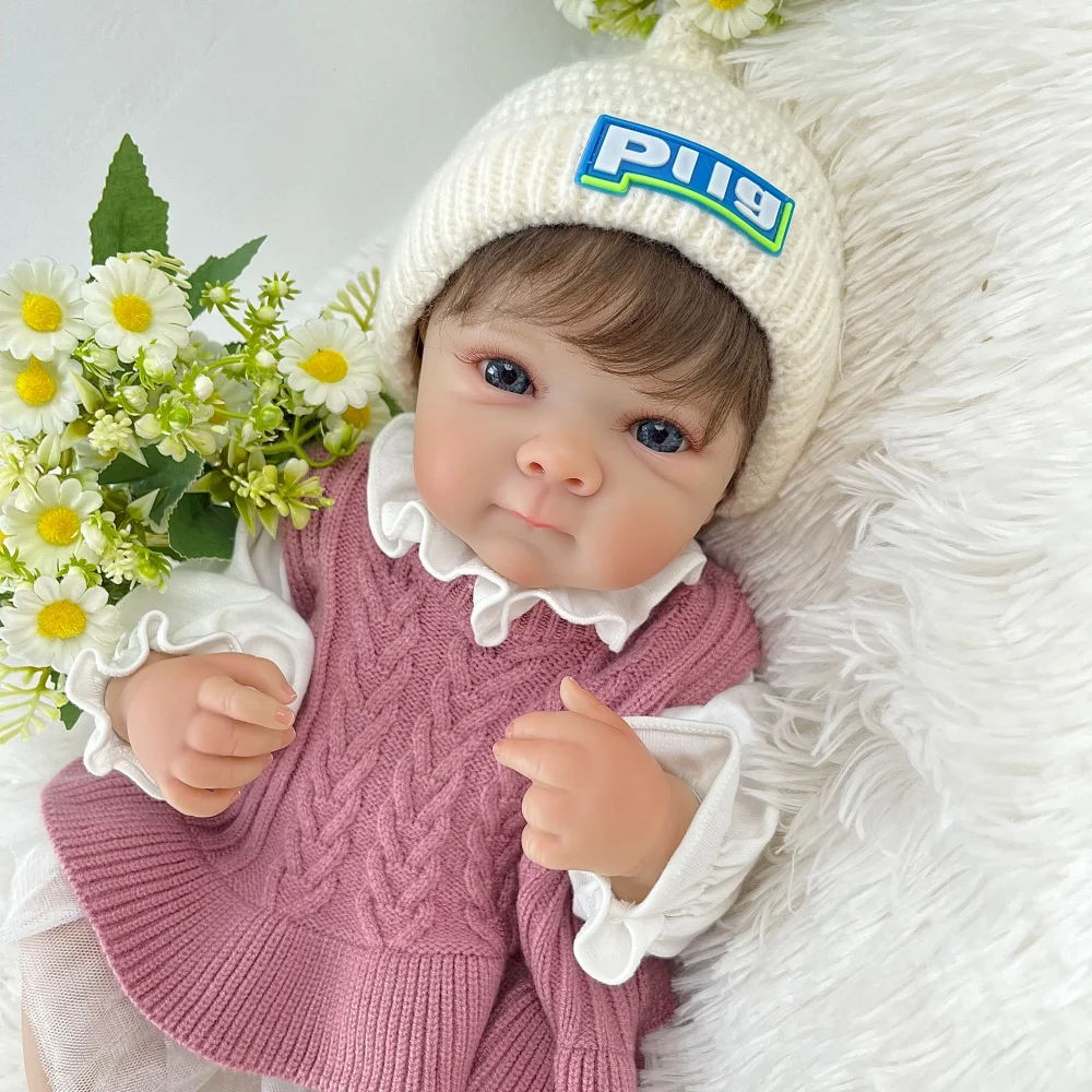 BZDOLL 48 CM 19 Inch Full Vinyl Body with 3D-Paint Skin Reborn Baby Doll Toy Lifelike Handmade Fashion Birthday Gift