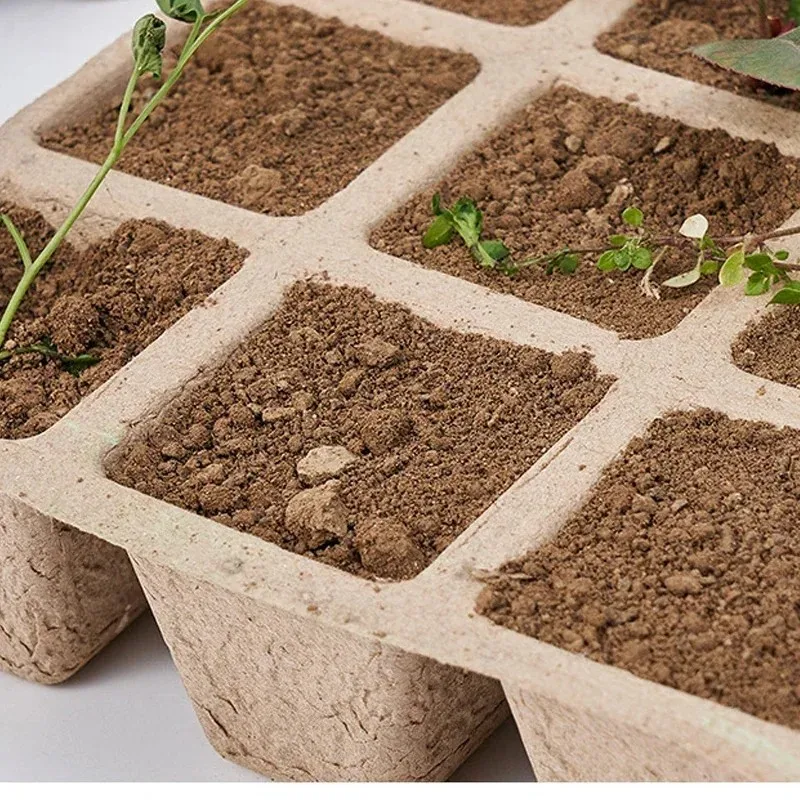 seed nursery tray 12 compartments eco-friendly biodegradable recyclable pulp nursery cups labels tool set garden planting tools