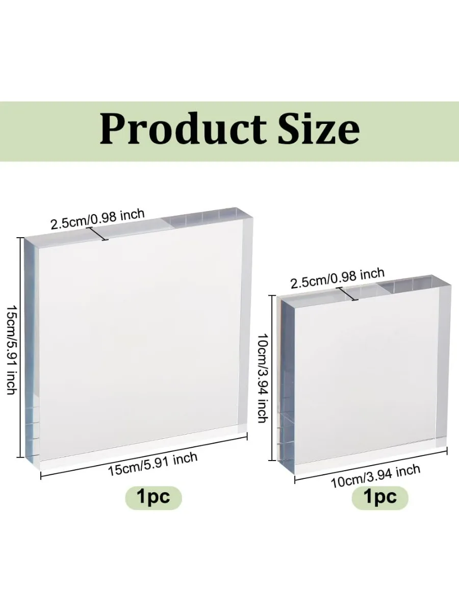 2pcs Acrylic Cube Display Block 4 Inch 6 Inch Clear Acrylic Display Base Square Acrylic Display 1 Inch Thick Clear Cube