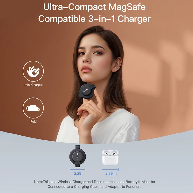For IPhone 15 16 Pro Watch Airpods Anker UFO 3 In 1 Wireless Charger MagSafe MagGo Charger Station Qi2 15W Foldable Charge Pad