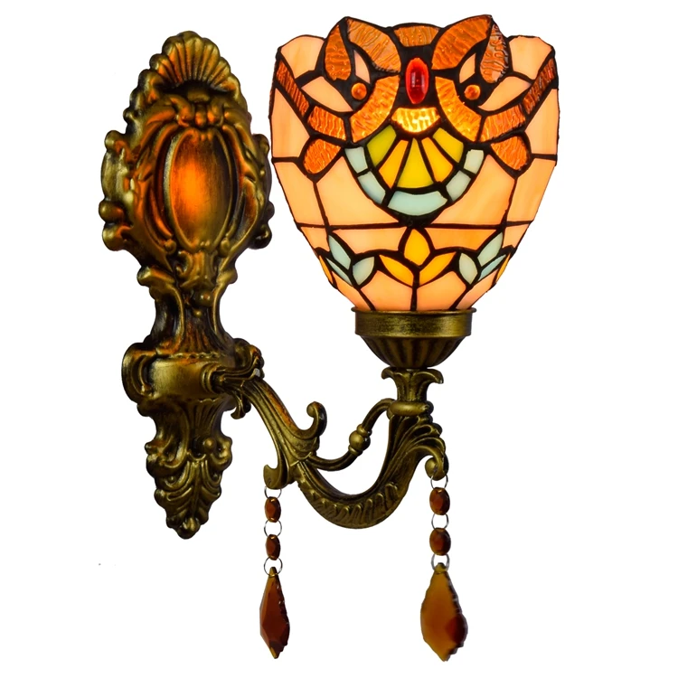 

6 "Baroque Wall Lamp Creative Retro Indoor Bedside Crystal Wall Lamps Tiffany Stained Glass Bedroom Hotel Mirror Light