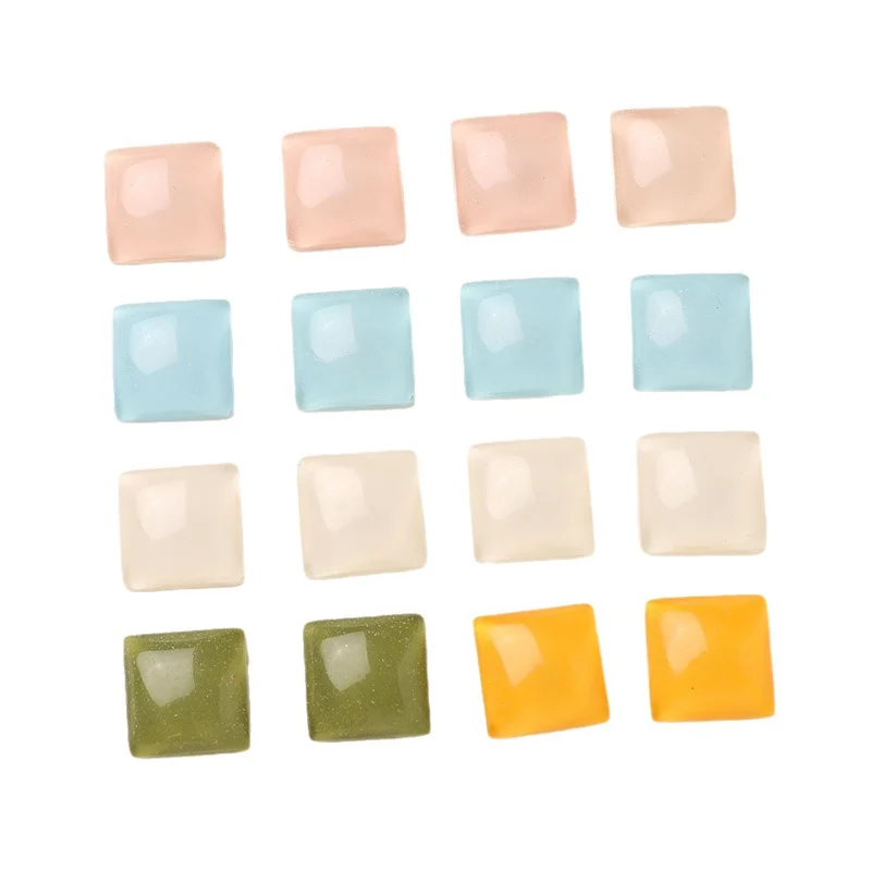 Free shipping 100pcs/lot 11mm color print geometry square shape resin cabochon beads diy jewelry garment hair accessory