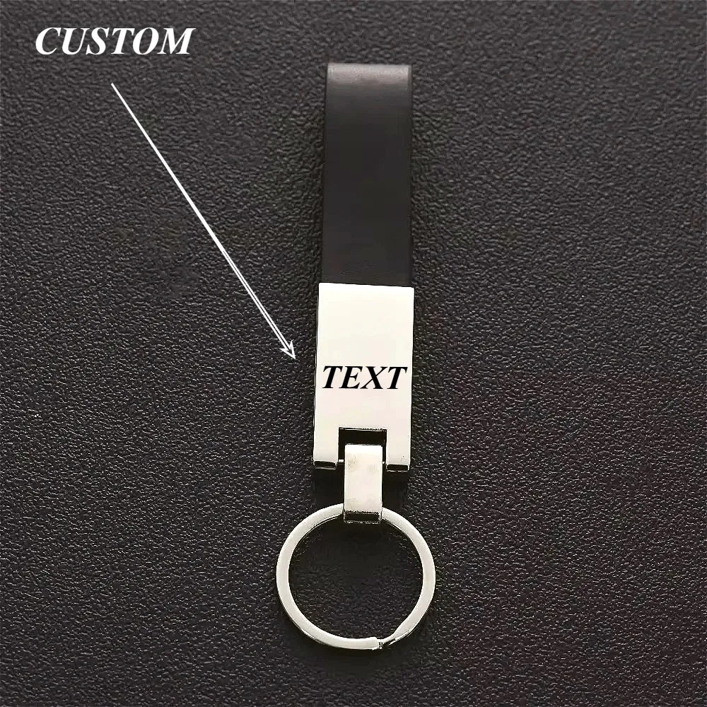 사용자 정의 레이저 남자 금속 가죽 키 체인 커플 키 체인 자동차 모토 로고 정품 럭셔리 비즈니스 부티크 열쇠 고리 반지 선물