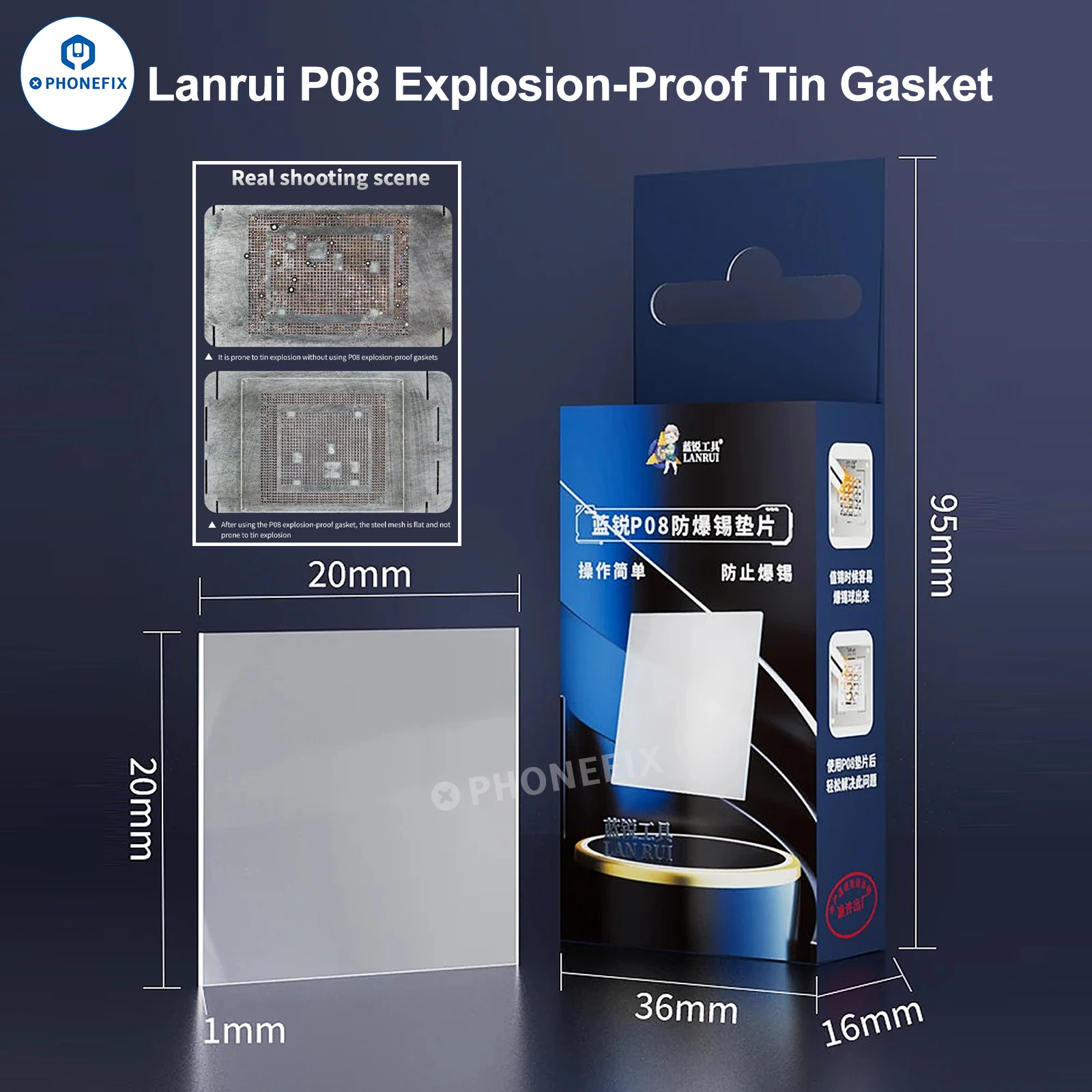 Lanrui P08 Explosion-proof Tin Gasket YCS Tin Plainting Pad Universal BGA Reballing Stencil for Phones CPU IC Reballing Repair