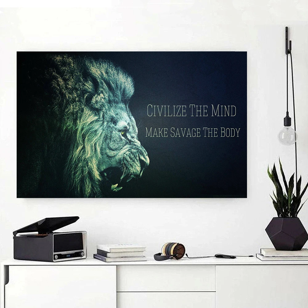 Affiche moderne représentant un lion ou un chat en reflet, impression sur toile inspirante, tableau mural décoratif pour le salon et la maison.