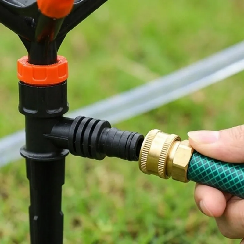 360° Rotation Sprinkler ABS Plastic Ground Insert Lawn Sprinkler for Garden Irrigation Rotating Nozzle Spike Base Hose Connector