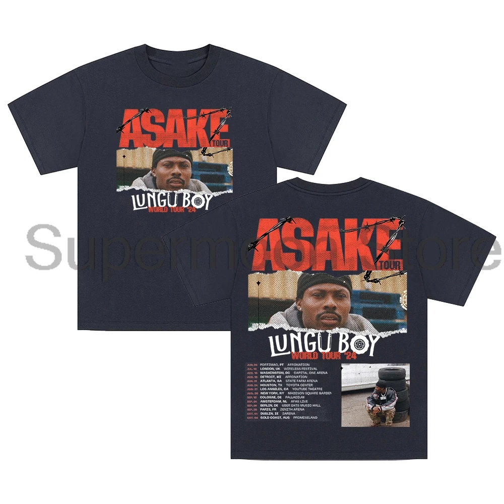 Asake Lungu Boy World Tour 2024 T-shirt Crewneck Short Sleeve Cotton Tee Women Men Streetwear Fashion Clothes