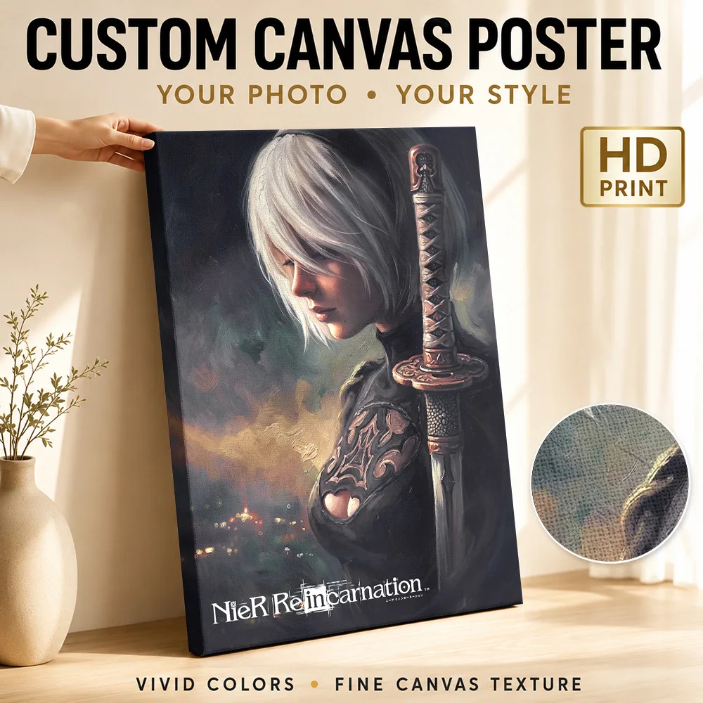 NieR Reincarnation Artwork Canvas Print Poster Custom Photo Gaming Anime Canvas Wall Art for Bedroom Decor Gift for Collectors