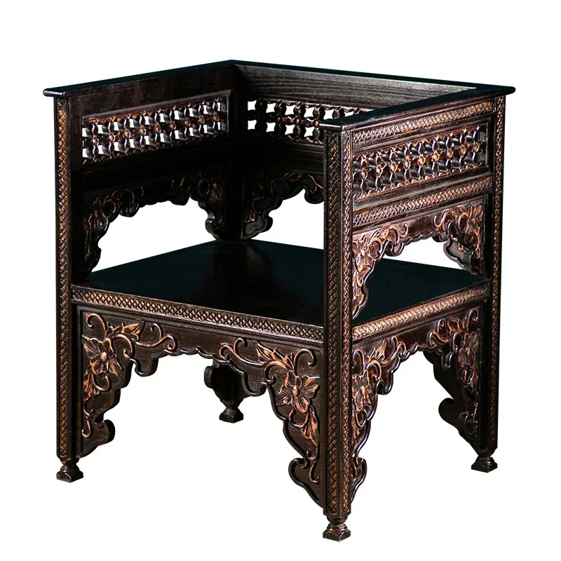 Poltrona Clássica do Sudeste Asiático, Móveis Esculpidos à Mão, Assento Retro, Elm Chinês, Assento De Madeira Maciça