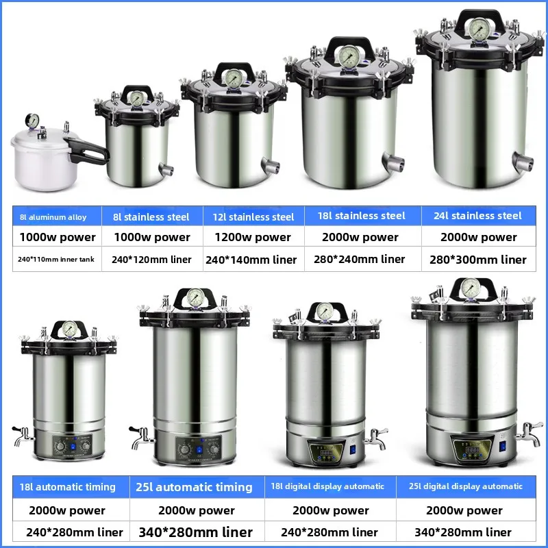 ステンレス製ポータブルオートクレーブ、滅菌器、滅菌器