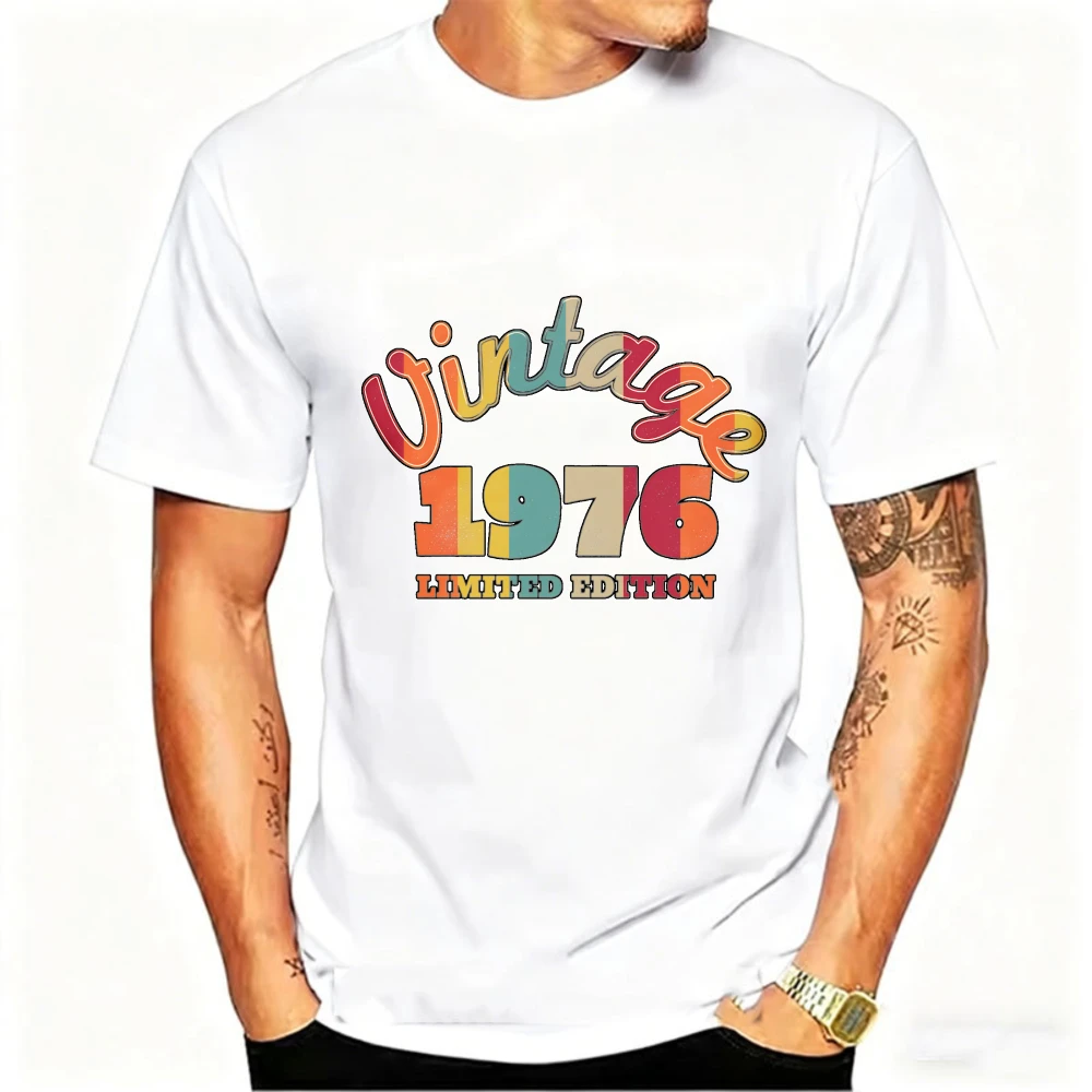 Vintage 1976 Limited Edition T-Shirt Cotton Shirt Retro Graphic Tee, Ideal 50th Birthday Gift for Men Born in 1976  Men Clothing