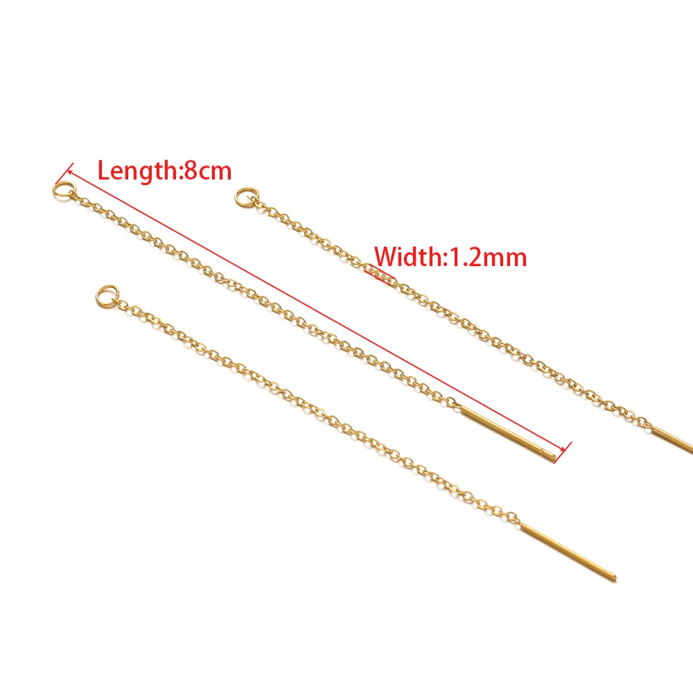 10pcs No Fade Stainless Steel 8cm Length Chain Ear Line Earrings Earwire DIY Trendy Jewelry Supplies Drop Dangle Earrings Bulk