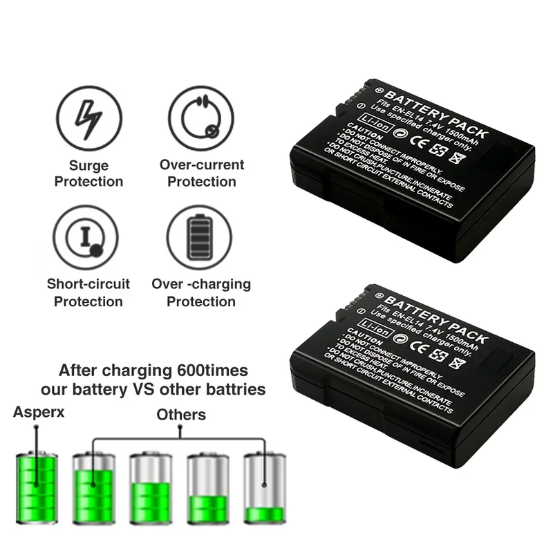Fabrycznie nowy EN EL14 EL14a ENEL14 akumulator litowo-jonowy do aparatu Nikon P7200 P7700 P7100 D5100 D5200 D5600 D5300 D3100