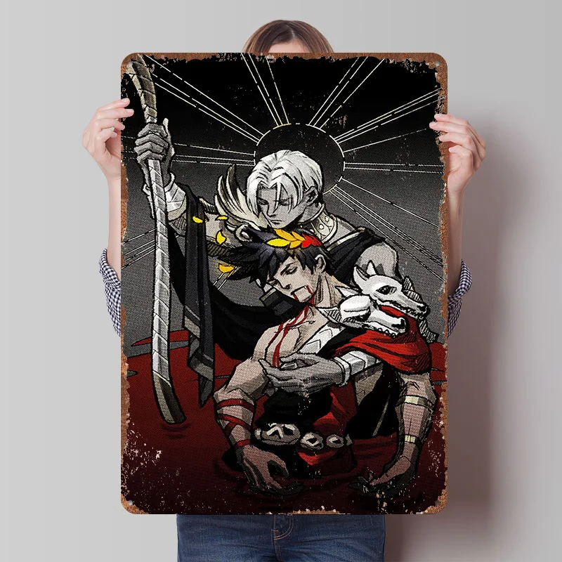 Hades Game Fanart Tinplate Poster Customized Wall Art Vintage Retro Metal Signs for Decoration Living Room Decor Men Man Cave