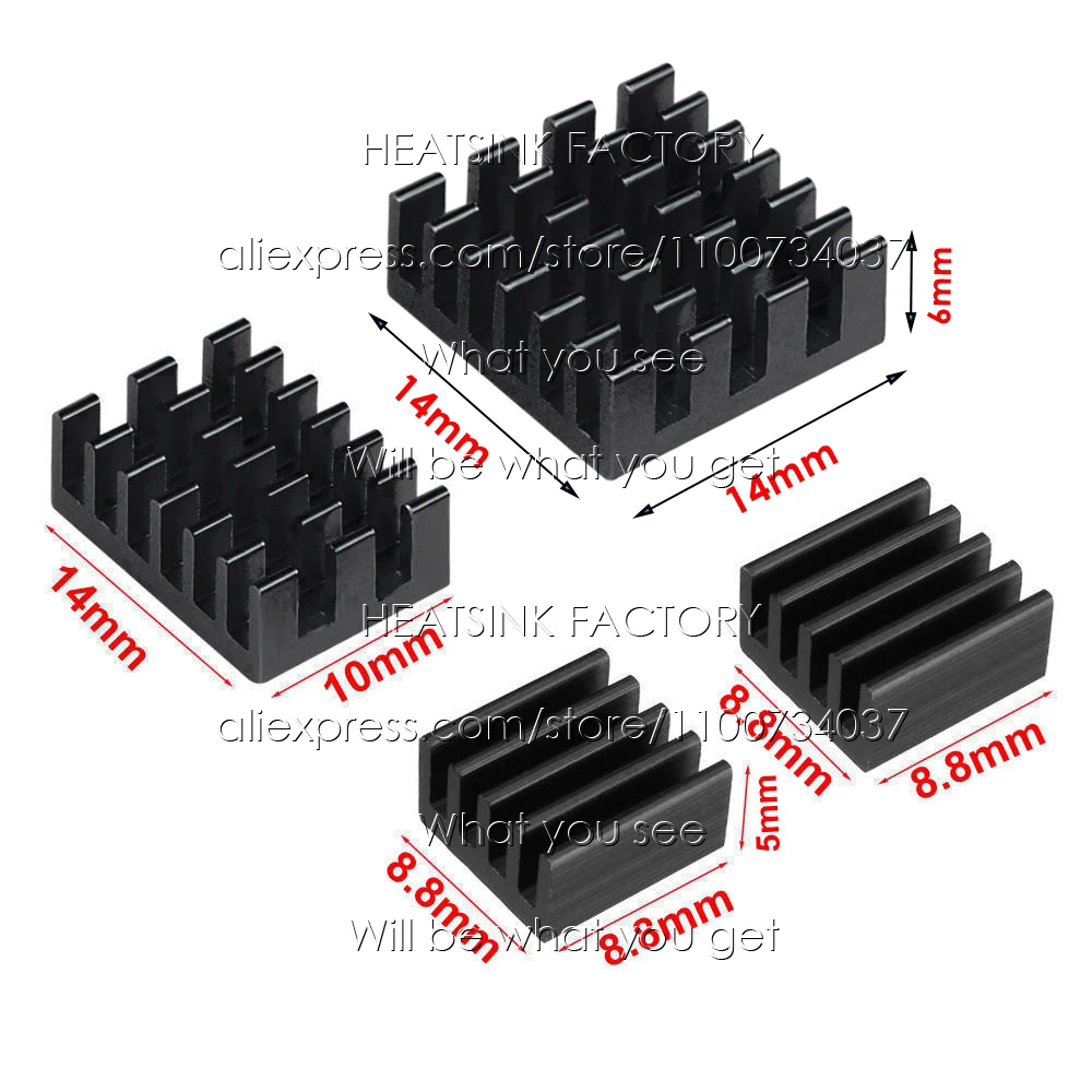 Imagem -03 - Kit com 100 Conjuntos de Radiadores de Alumínio com Almofada Térmica Dissipador de Calor e Refrigeração para Raspberry pi 400 Peças