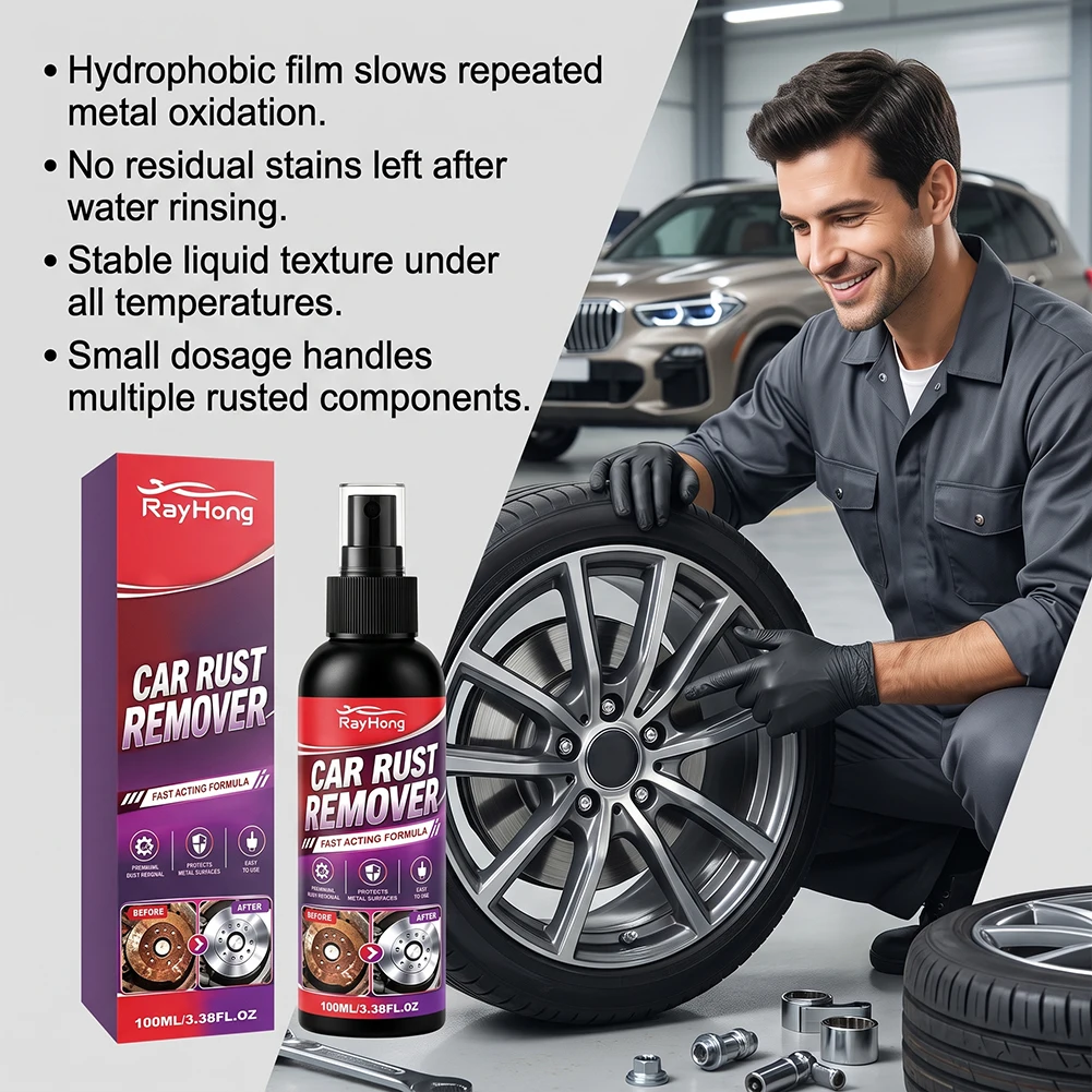Car Rust Remover Spray For Metal Easy Spray-on, Wipe-off Application. Oxidized Chromes Bumpers And Trims