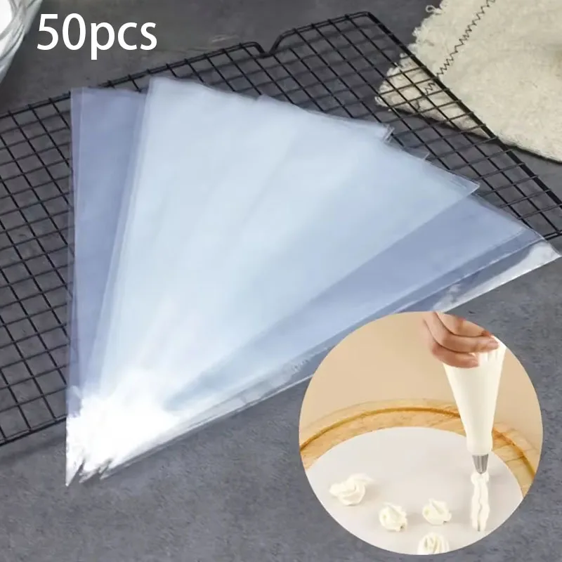 50 Uds. Bolsas desechables de PE para decoración de pasteles y magdalenas para decorar cocinas profesionales suministros para hornear DIY herramientas