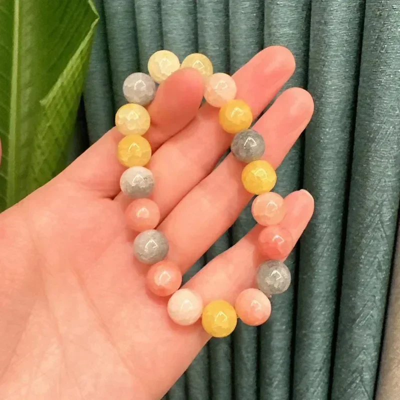 1pc Crystal Colorful Bracelets Natural Stone Quartz Amethyst Fluorite Beaded Sweet Reiki Healing Energy Strand Bangles Jewelry