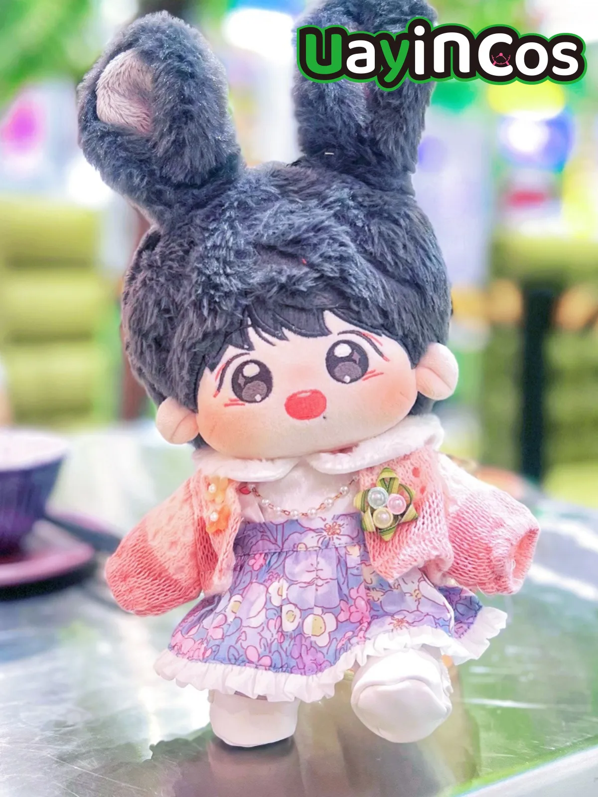 Kpop Star Idol Animal Rabbit Pink Floral Skirt Cute Stuffed Suit For 20cm Plushie Plush Doll Clothes Clothing  Accessories Anime