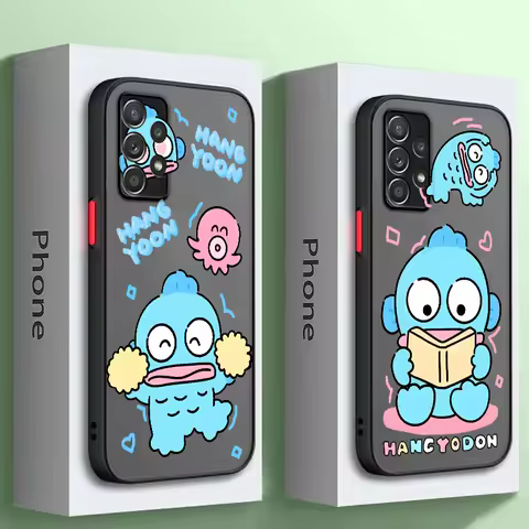 Sanrio HANGYODON Ugly Fish Frosted Translucent For Samsung Galaxy S24 S23 S22 S21 S20 FE S10 S9 S8 Plus Ultra Pro 5G Cover