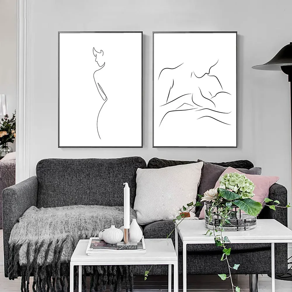 Abstract One Line Draw Feature Poster and Prints Mother and Baby Wall Art Decor for Home Painting on The WallSex poster y Figure