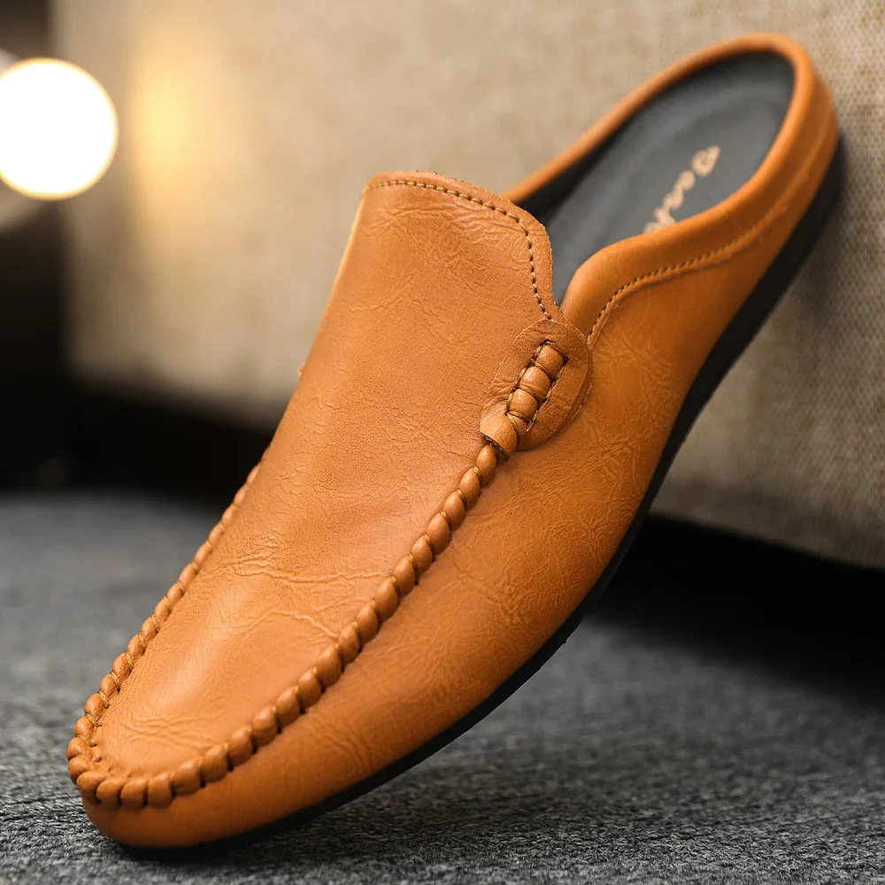 Men Mules Loafers Breathable Loafers Sneakers Fashion Comfortable Flat Handmade Retro Leisure Loafers Shoes Men Shoes