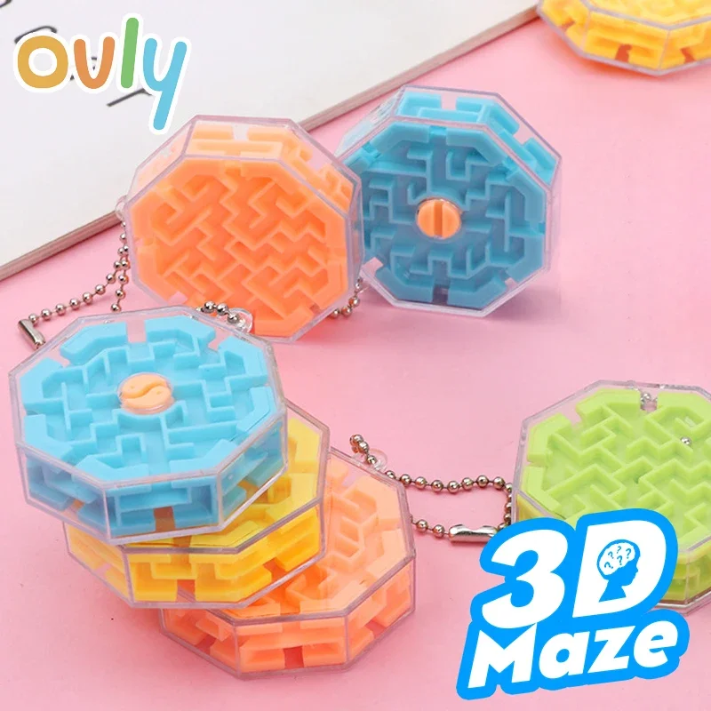 Ovly 3D Maze Cube Transparent Mini Ten-Sided Puzzle Speed Matching Rolling Ball Game Maze Children Educational Anti-Stress Toys