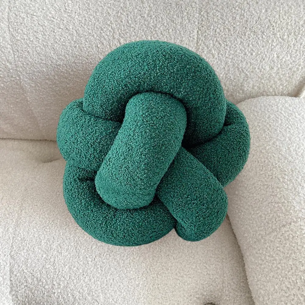 Hand knitted Decorative Pillow Plush Braided Knot Round Ball Throw Pillow for Sofa Couch Decor Soft Elastic Sleeping Companion
