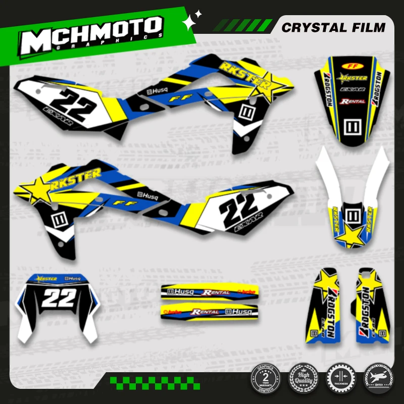 

MCHMFG Custom Graphic Decal Stickers Kits For Husqvarna TE250 2008-2013 Motorcycle Decal Stickers Number Name Background Custom