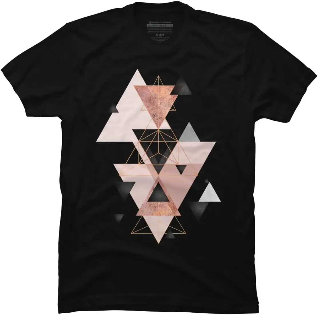 Design By Humans Men's Geometric Triangles in Blush and Rose Gold by jaggedhues T-Shirt - -