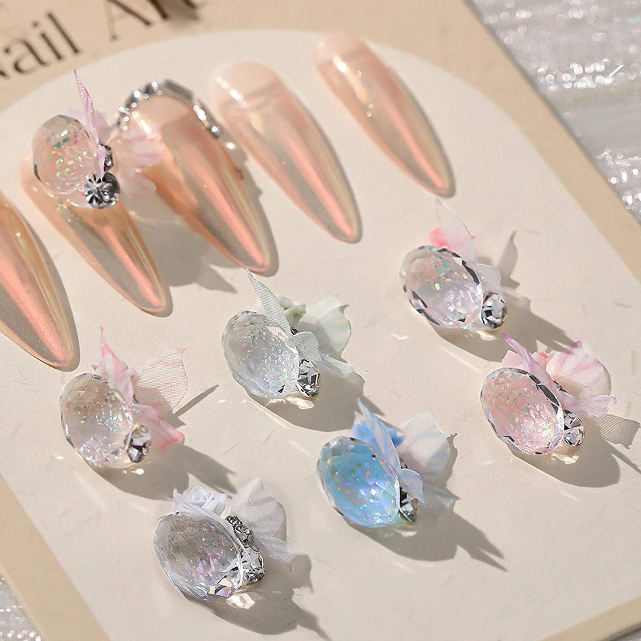 10pcs Nail Art Decoration Diy Tool Accessories Nail Art Cube Drill Jewelry Drill Ice Butterfly Irregular Multi-Faceted