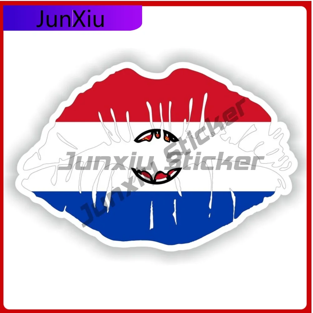 

Paraguay Flag Lips Shape With National Emblem Vinyl Car Decals Adventure Motorcycle Stickers Bicycle Accessories Funny Car Decor