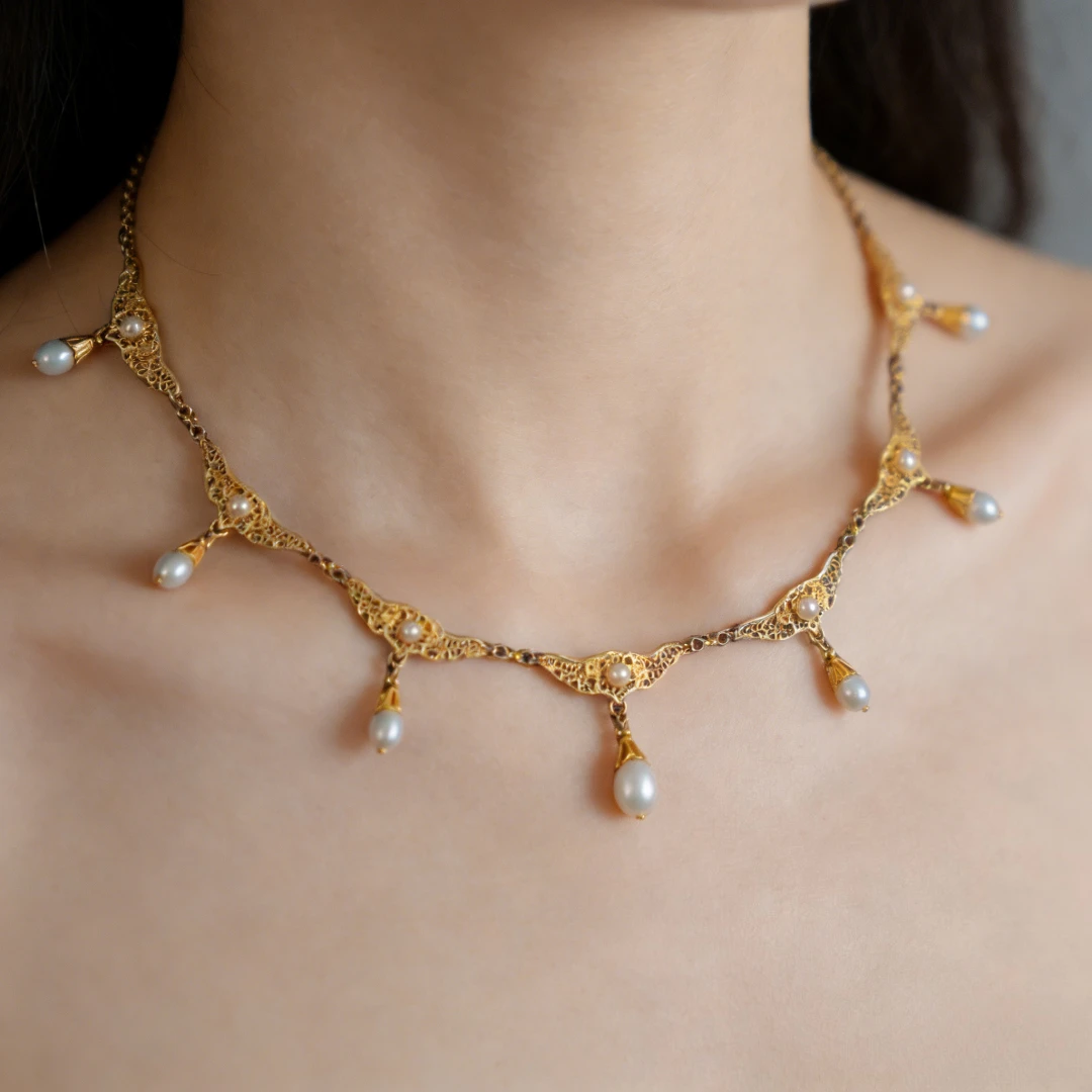Ruyi Scroll Grass Pattern Necklace New Chinese Style Hanfu Yingluo Accessories High-end Feeling Ethnic Style Collarbone Necklace