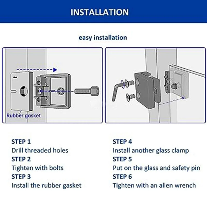 

6 Pieces Of Stainless Steel Glass Clips, Adjustable Glass Shelf Brackets, Glass Stair Guardrail Fish Mouth Fixing Clips Durable-