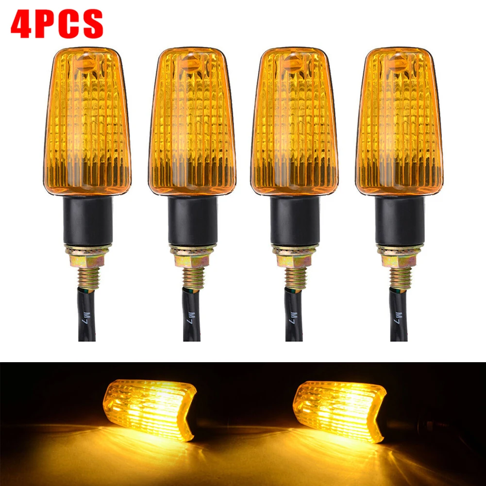 

12V Turn Signal Lights Motorcycle 4 PCS Turn Signals Light Blinker Indicator With Amber Lens LED Indicator Lamp Accessories