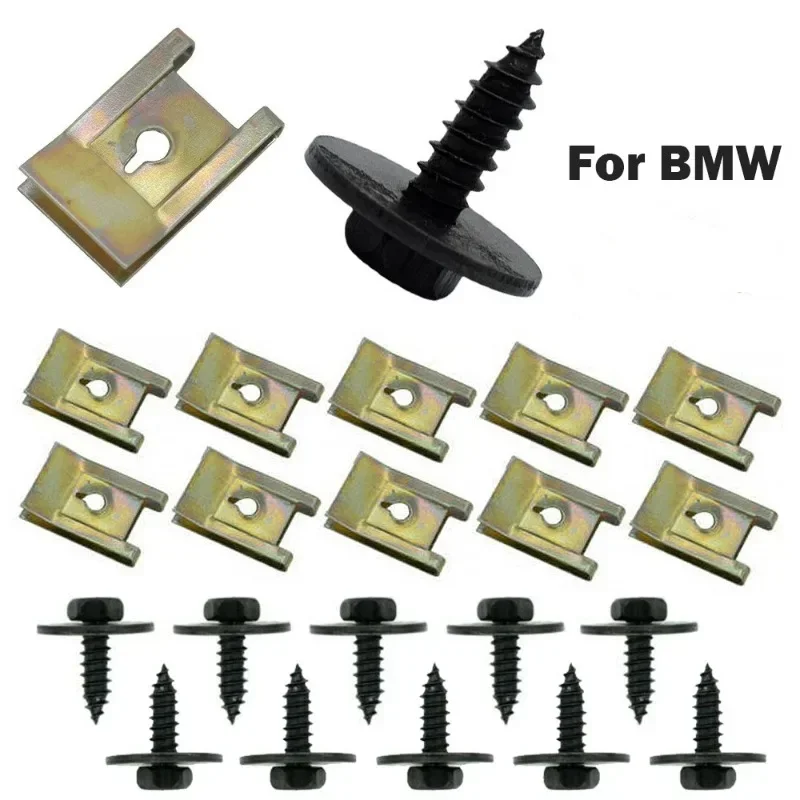 40pcs Chassis Engine Guard Metal Nut Screw Washers U-Nut Clip Engine Shield Bumper Guard Cross Screws for BMW E46 E92 E90 F10