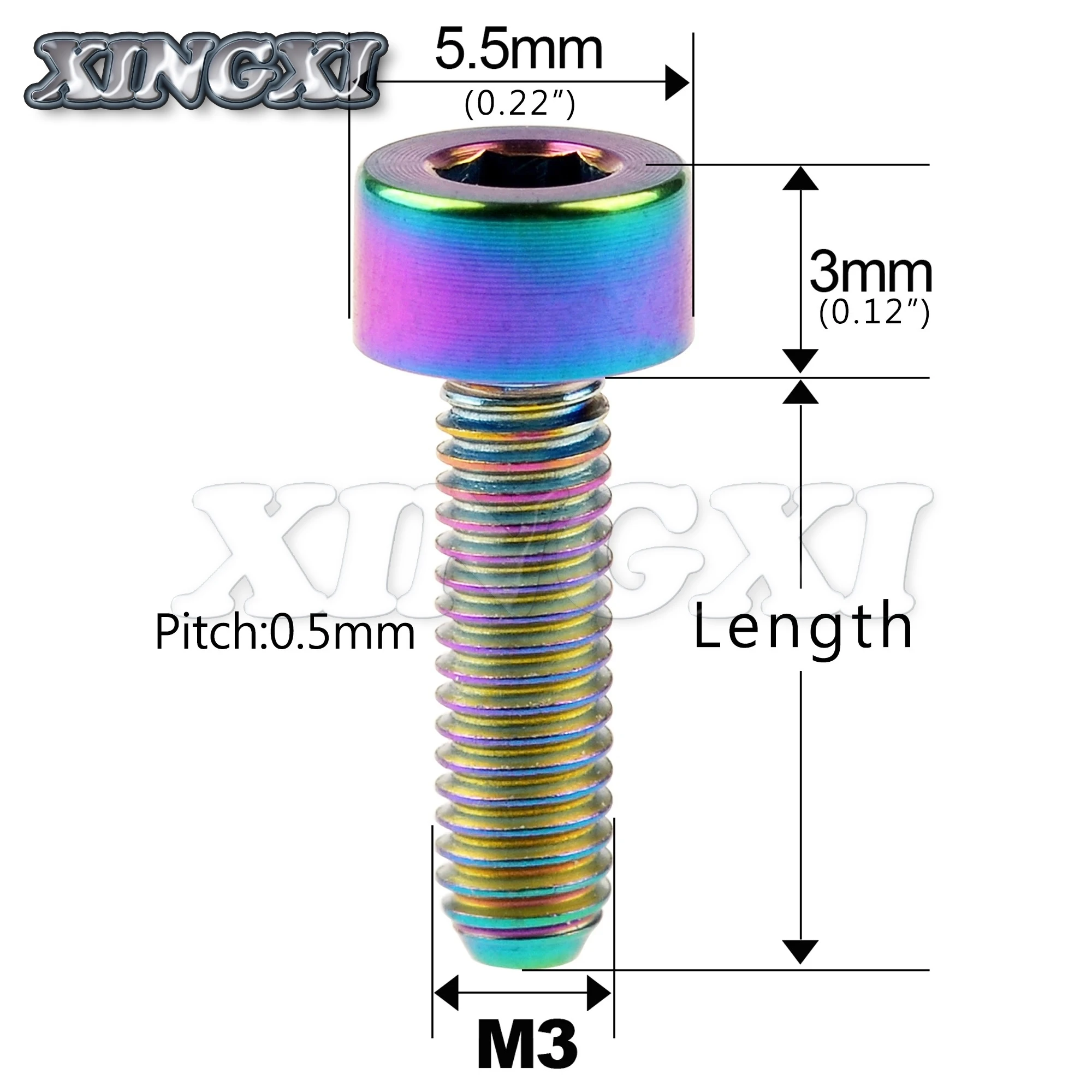 Xingxi 5pcs DIN912 Titanium Ti M3 x 6 8 10 12 15 18 20mm Hexagon Square Head Bolt Screws for Drone Bicycle