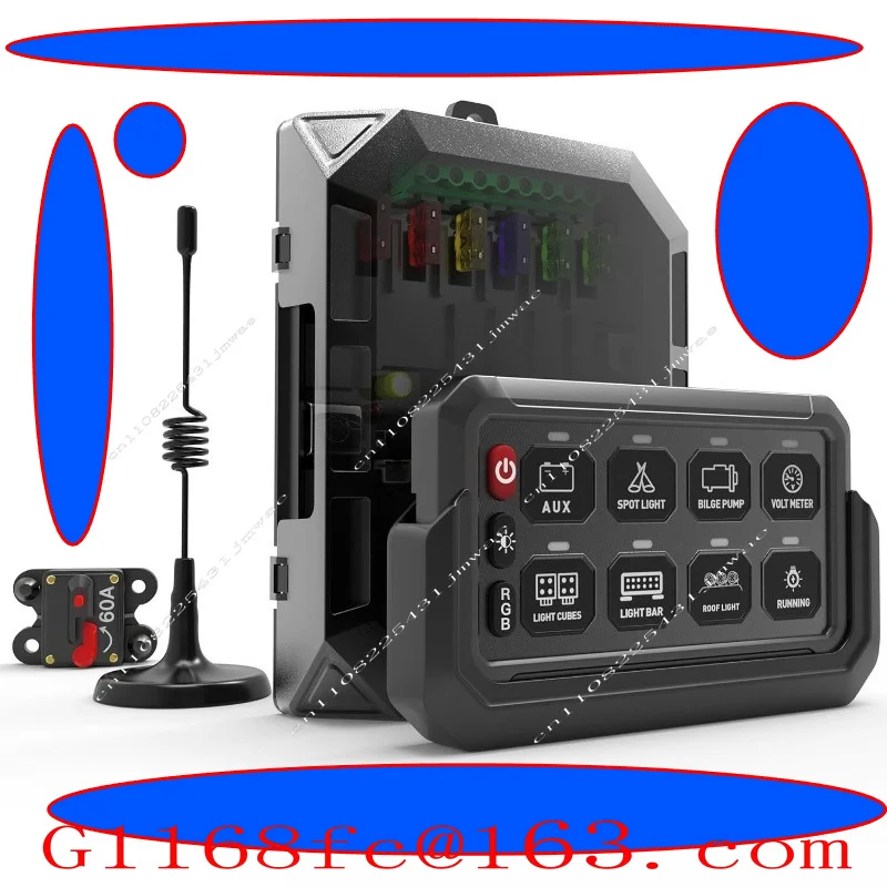 8-Key Wireless, Group Switch Panel, Eight-way Touch Switch Panel for RV Yacht Conversion RGB