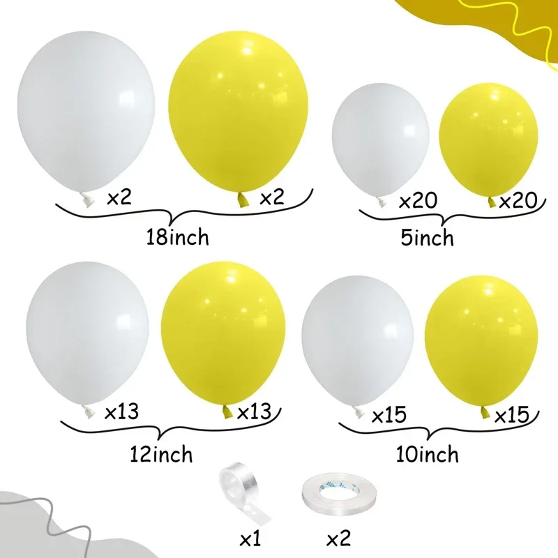 103Pcs Yellow White Latex Balloon Garland Arch Kit for Sunshine Lemon Honeybee Baby Shower Engagement  Birthday Party Decoration