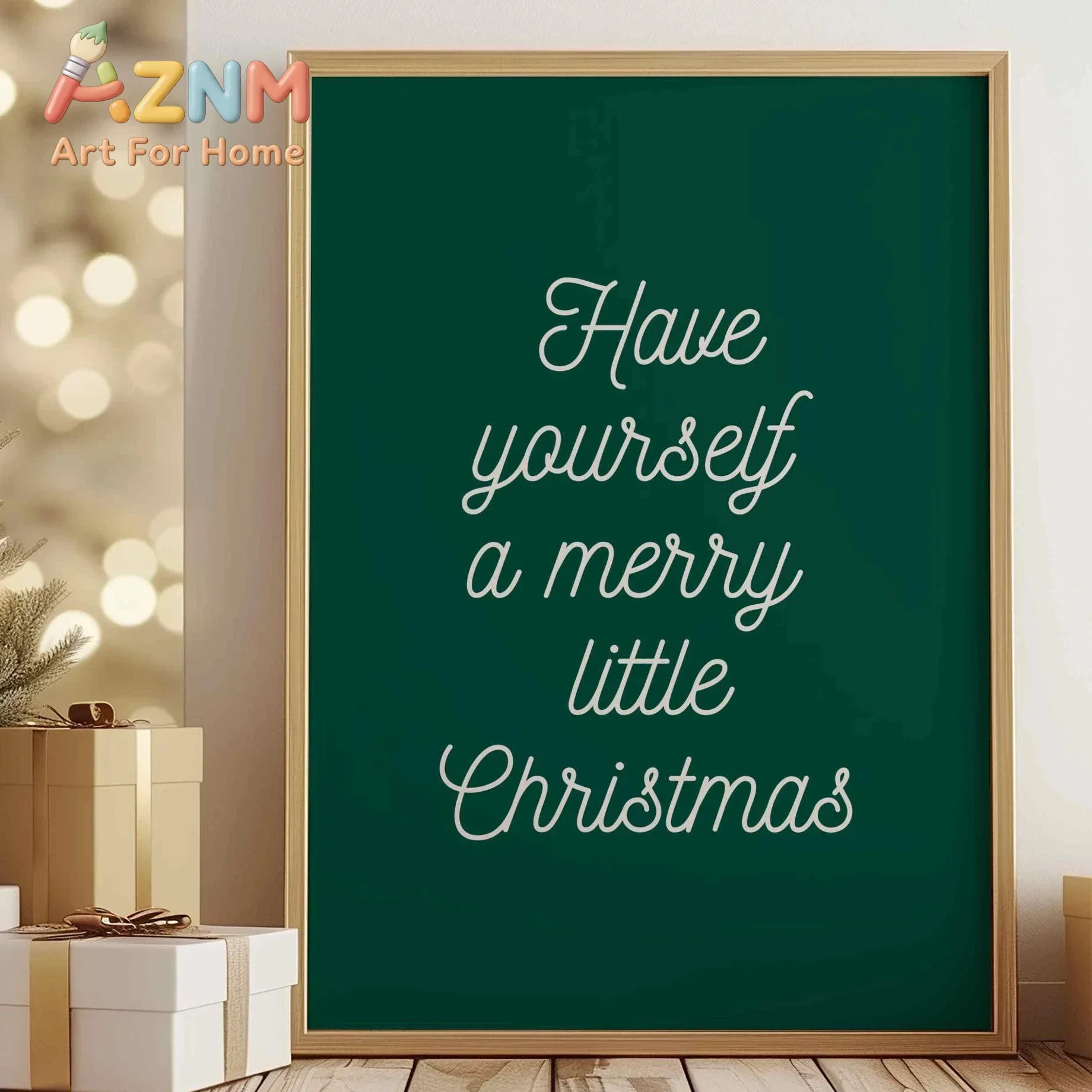 Merry Christmas Wall Art Neutral Christmas Poster Simple Christmas Tree Print | Kitchen Wall Art for Home Decor Holiday Gift