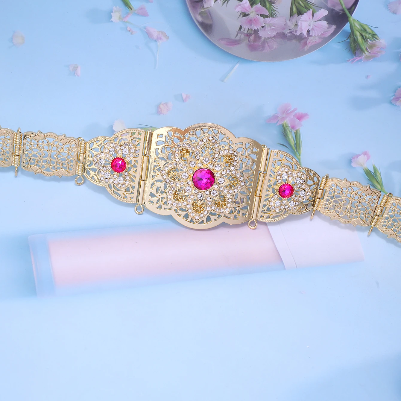 Arabian Moroccan Robe Belt Women Sunflower Belt Algerian Bride Wedding Jewelry Gift Accessories Caftan Rhinestones Weddings