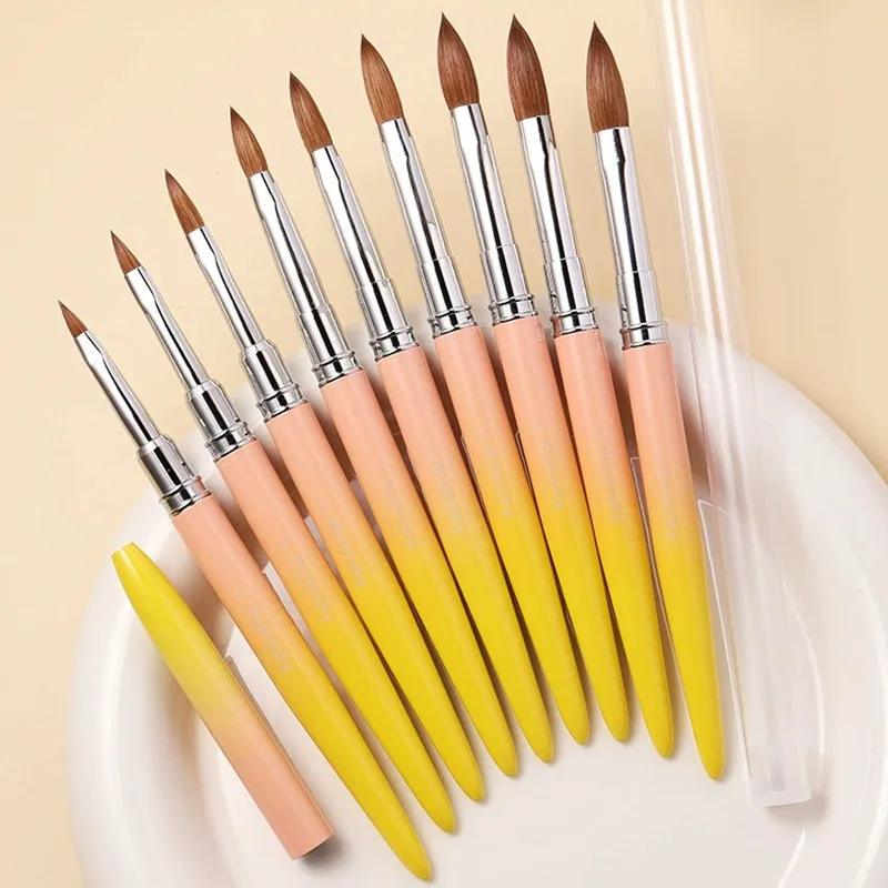 1 قطعة مقبض أصفر كولينسكي الشعر مسمار فرشاة فنية جل الأشعة فوق البنفسجية من الإكليريك نحت فرشاة قلم مسحوق سائل لتقوم بها بنفسك أدوات الرسم على الأظافر #5